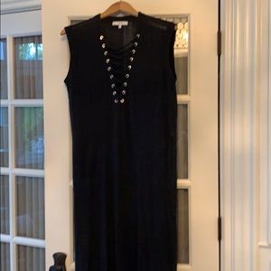 Iro long black linen blend dress